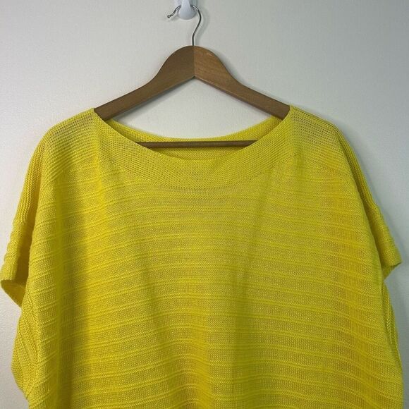 Talbots NWT Yellow Ribbed Cap Sleeve 100% Linen Knit Top Women's Size 2X - Picture 2 of 11